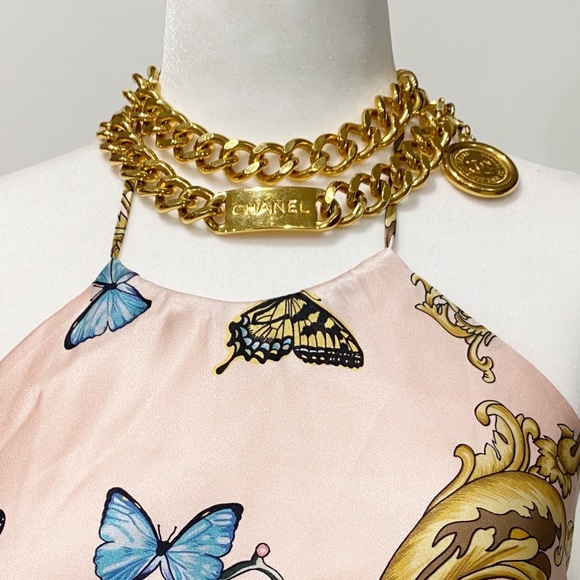 CHANEL VINTAGE Logo Gold Chain Belt Necklace - Picture 6 of 8